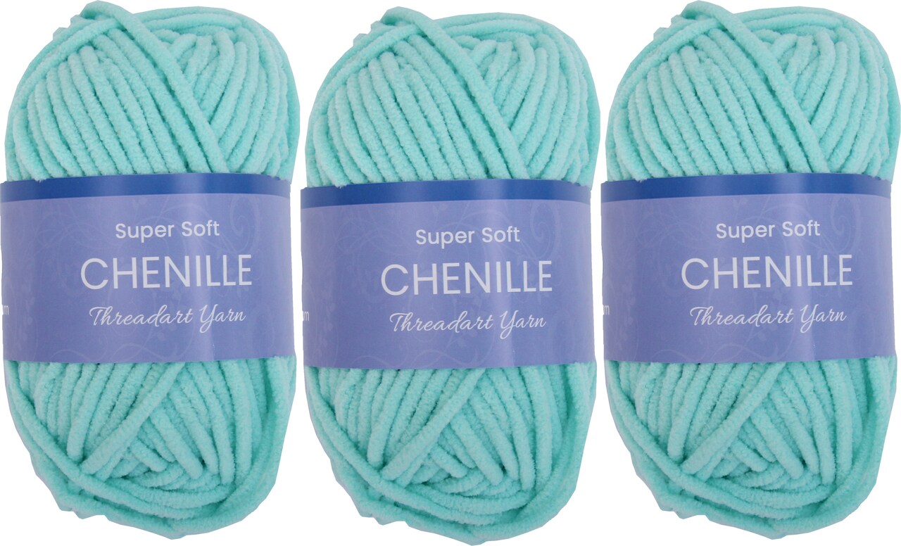 ThreadArt #5 Chenille Yarn for Crocheting, Knitting, Amigurumi, Super Soft Plush Velvet Yarn - 50 Gram 60 yds Fluffy Yarn Skeins